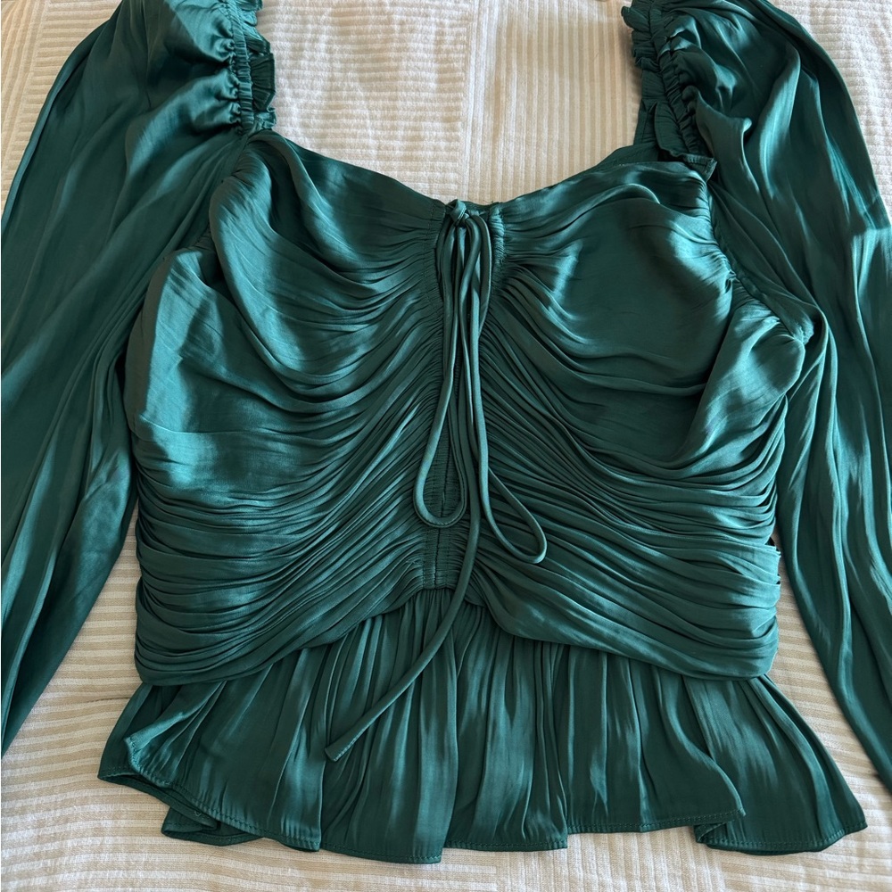 House of Harlow 1960 Teal Ruched Blouse
